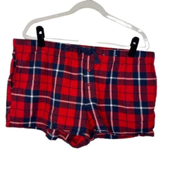 Women's Perfectly Cozy Flannel Plaid Pajama Shorts - Stars Above Red/Blu… - Picture 2 of 5